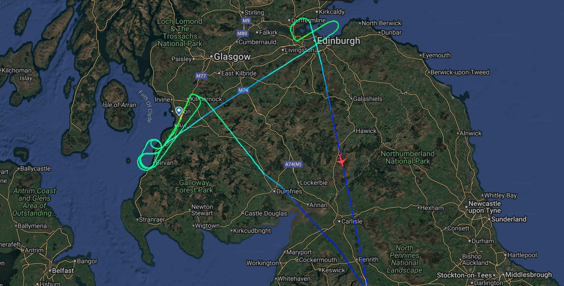 Ryanair 737 vliegt opmerkelijke driehoek