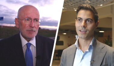 Lijsttrekkers Frans Timmermans (GroenLinks-PvdA) en Rob Jetten (D66)