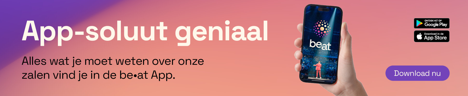 Deze afbeelding promoot de be•at App.