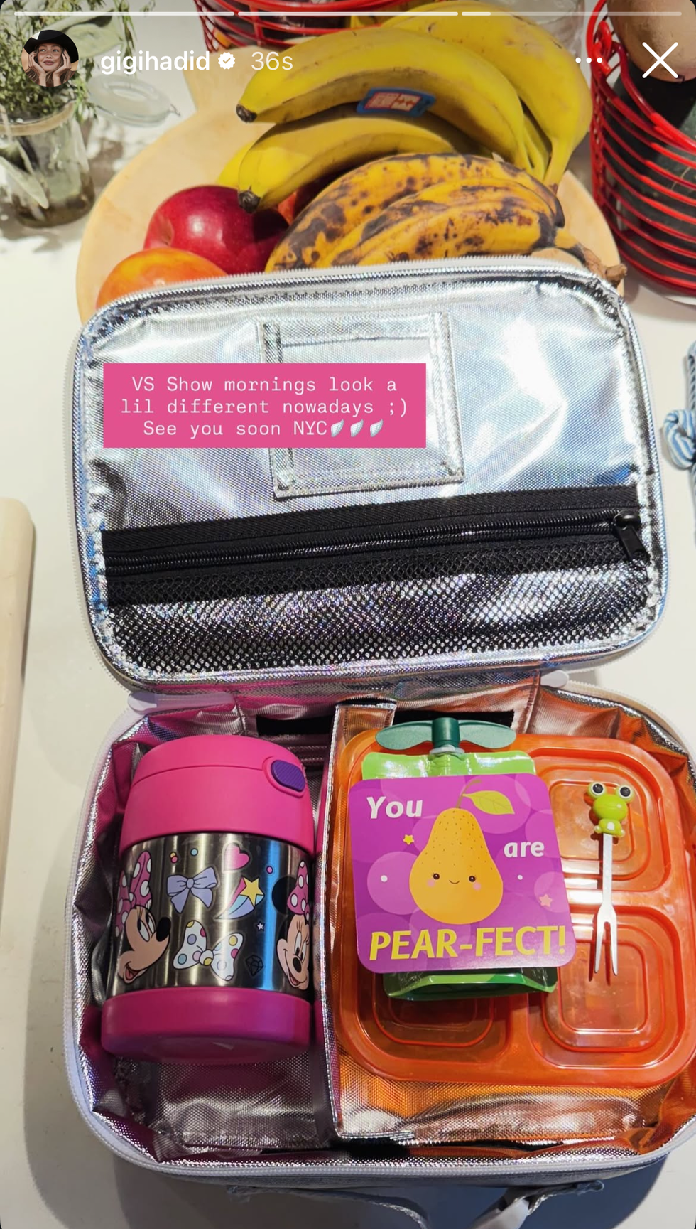 gigi hadid's instagram story on the victoria's secret fashion show morning