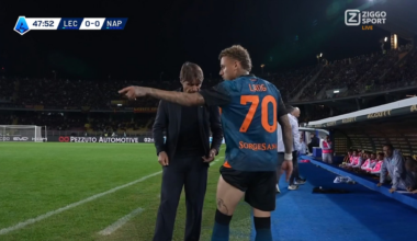 Noa Lang wordt 50 seconden na start tweede helft gewisseld door Antonio Conte