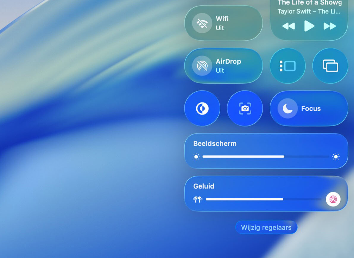 Bedieningspaneel in macOS Tahoe