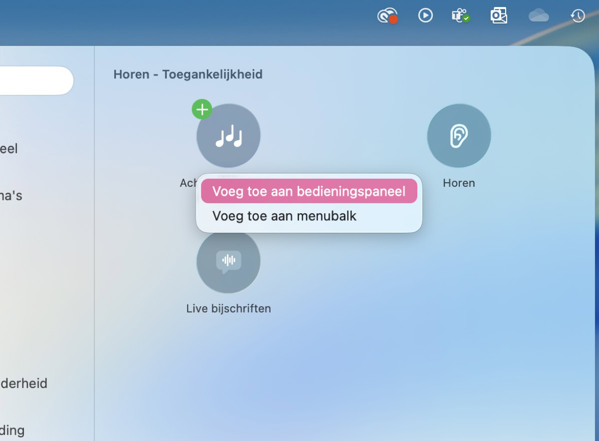 Knop met 'Voeg toe aan bedieningspaneel'