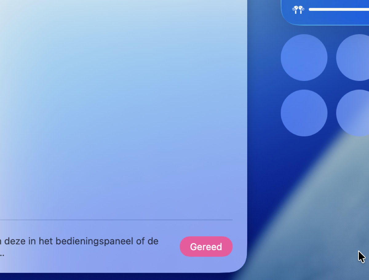 Knop 'Gereed' voor opslaan Bedieningspaneel