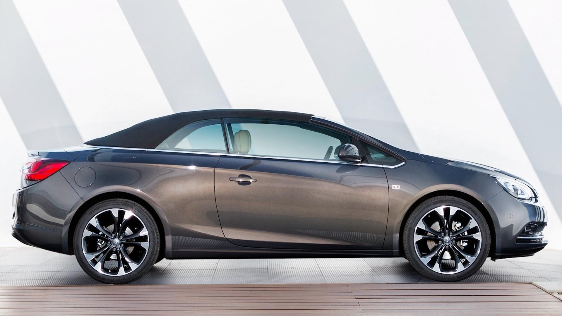 Opel Cascada grijs (2013) zijkant rechts zijkant dak omhoog