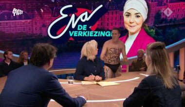 Streaker verstoort uitzending Eva Jinek