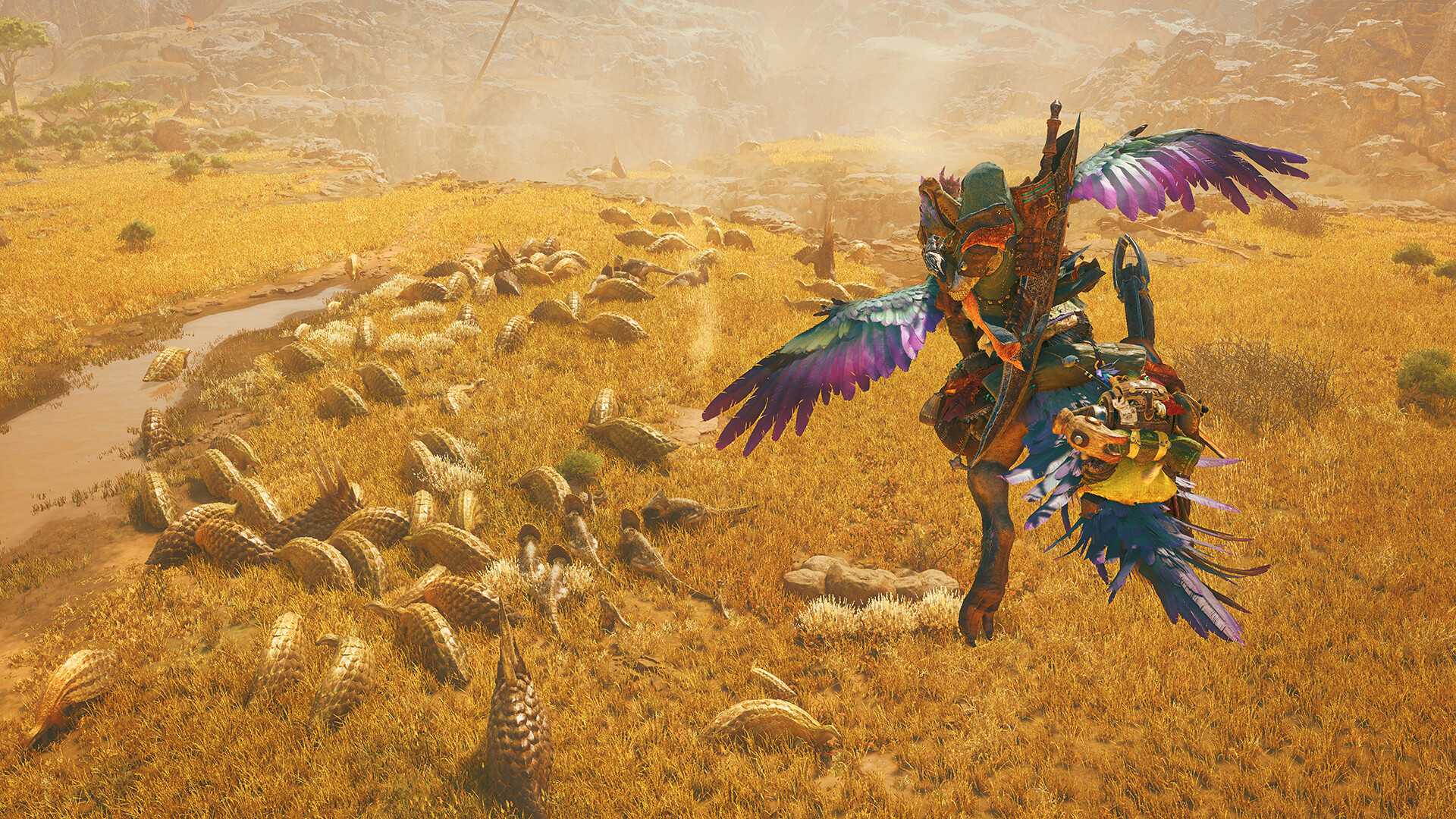 Screenshot van gameplay in Monster Hunter Wilds, een game die niet langer wordt ondersteund in Windows 10