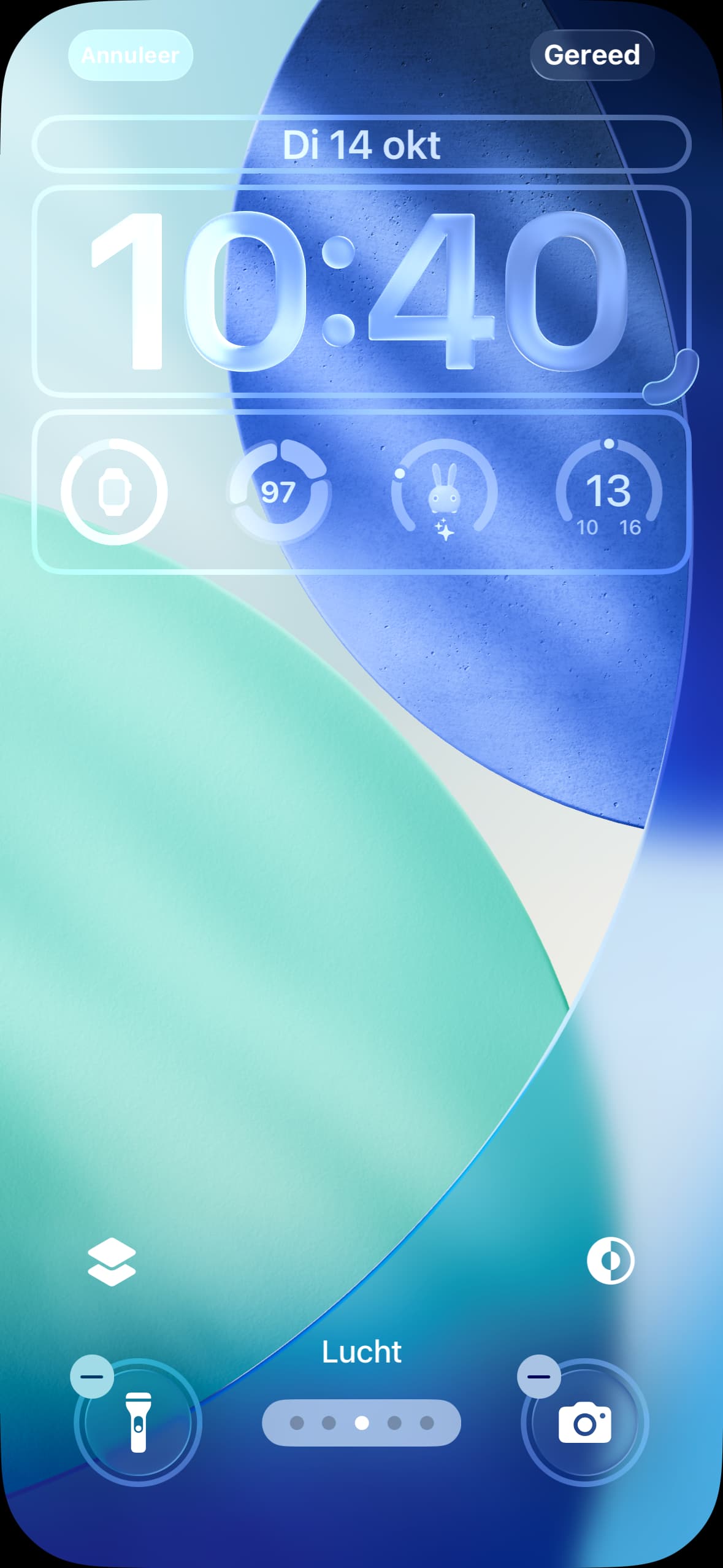 Widgets boven in het scherm