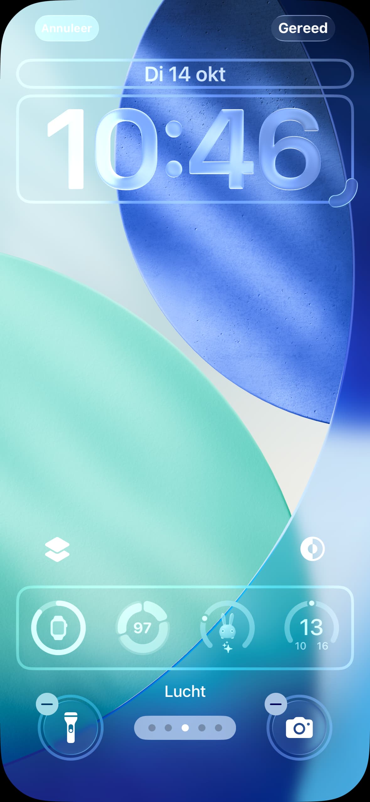 widgets onder in het scherm