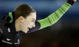 Femke Kok na haar winst op de 1.000 meter bij de NK Afstanden in Thialf. 