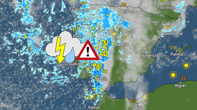 Onweer en zware regenval: kans op noodweer in Portugal en Spanje - Weer & Radar