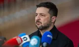 De Oekraïense president Volodymyr Zelensky bij een Europese top in Brussel, vorige maand.