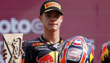 Eerste podium Moto2-klasse voor Veijer, die denkt aan jong overleden familieleden