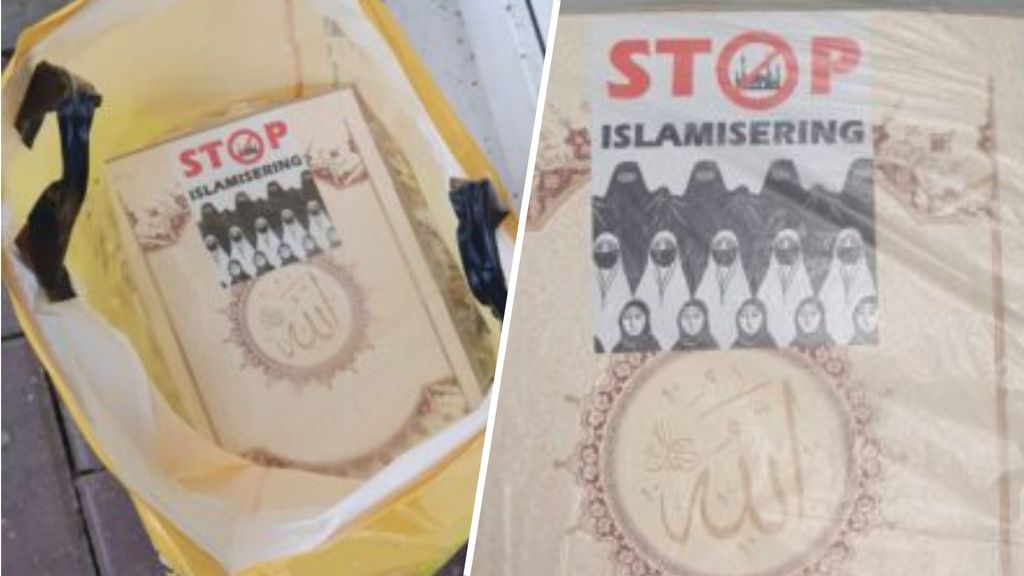 verscheurde korans en dode vogel op deurmat