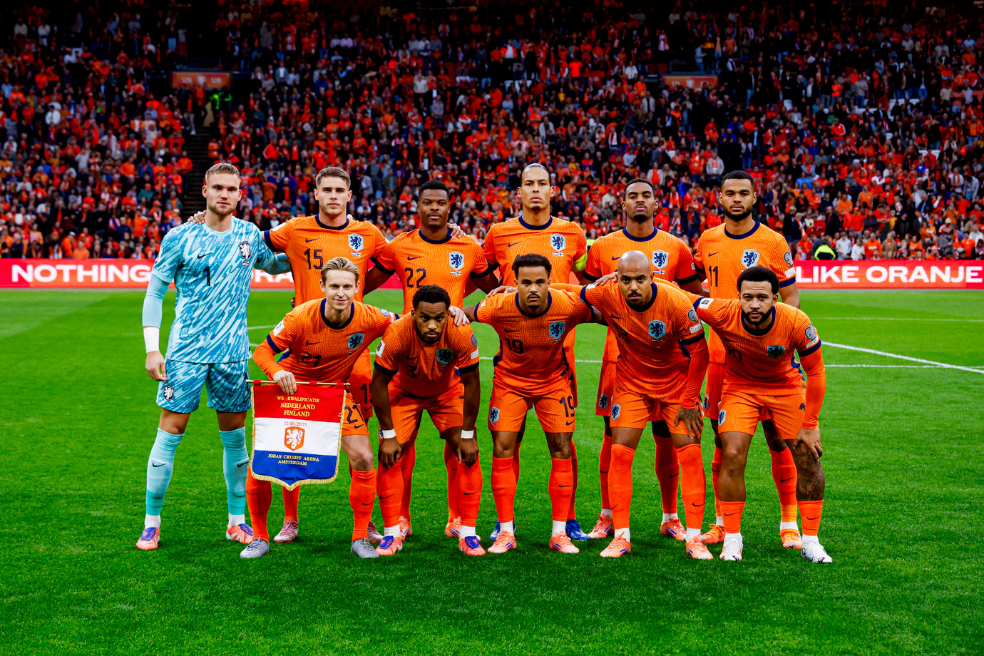 Teamfoto Nederland voor duel met Finland
