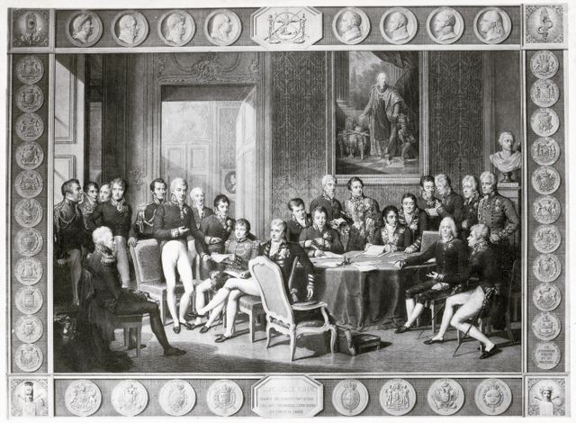 Ets van de deelnemers aan het Congres van Wenen in 1815.