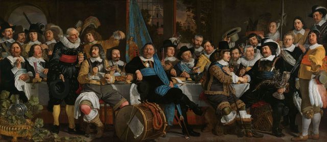 Schuttersmaaltijd ter viering van de Vrede van Münster, schilderij door Bartholomeus van der Helst.