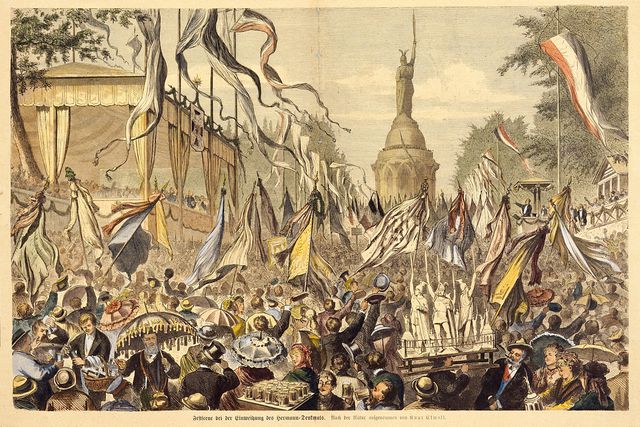 Een ansichtkaart met de opening van het Hermann-monument in 1875.