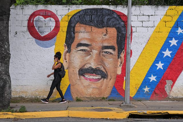 Muurschildering van Maduro in Caracas.