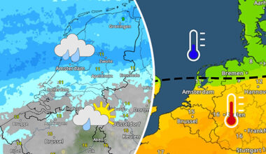 Vrijdag regionaal veel regen door een luchtmassagrens
