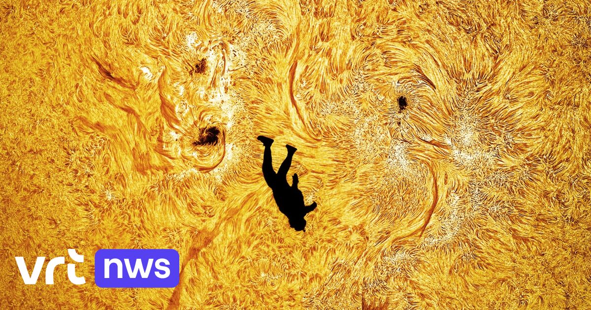 "De val van Icarus": fotograaf maakt spectaculaire foto van parachutist in vrije val voor de zon