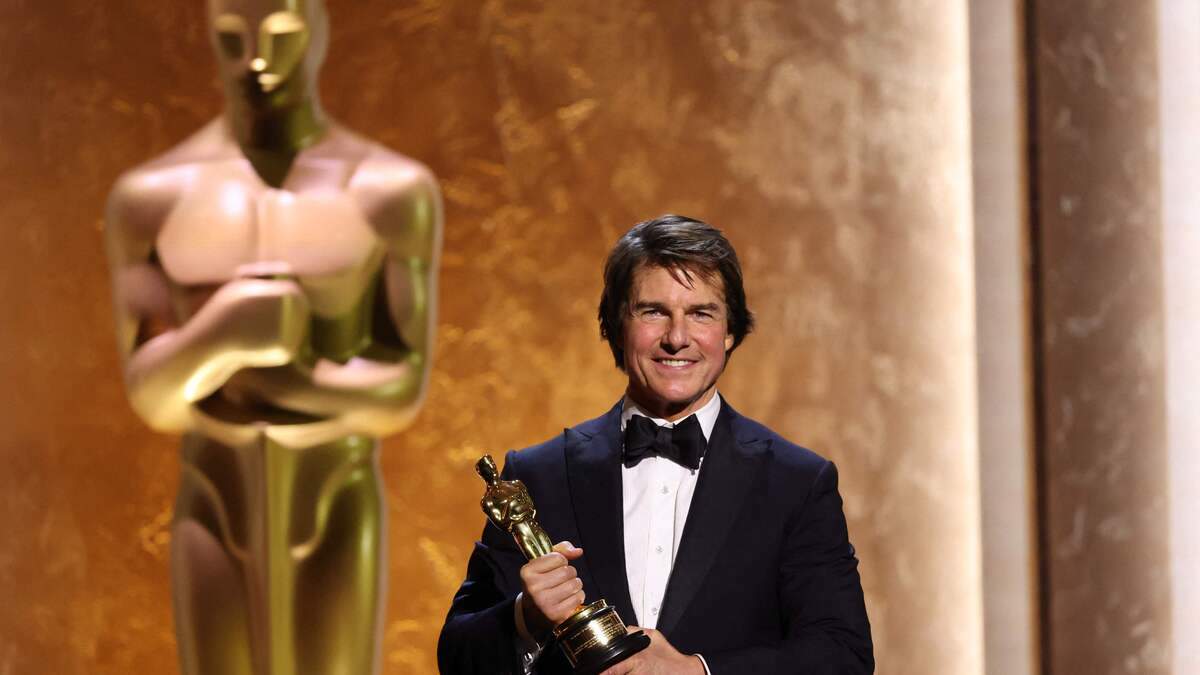 Tom Cruise was heel blij met zijn beeldje.