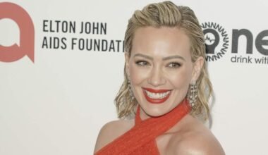epa10519284 Hillary Duff arrives to the 31st Annual Elton John Aids Foundation Academy Awards Viewing Party in West Hollywood, California, USA, 12 March 2023.  EPA/Kyle Grillot