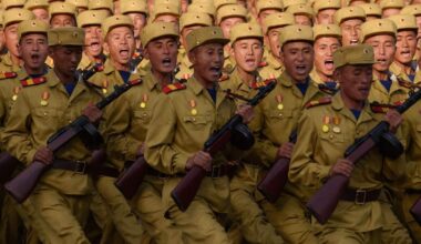 Beeld ter illustratie: Noord-Koreaanse soldaten tijdens een militaire parade in Pyongyang