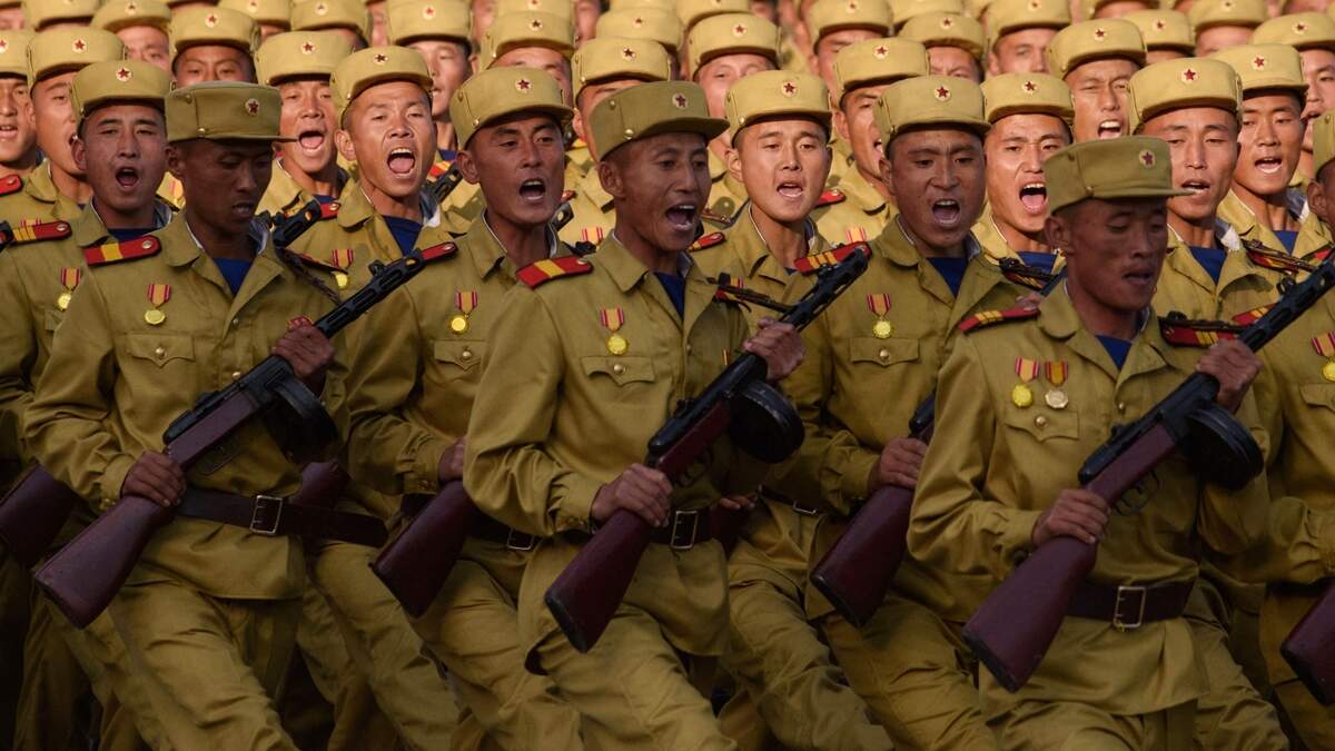 Beeld ter illustratie: Noord-Koreaanse soldaten tijdens een militaire parade in Pyongyang