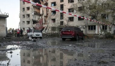 Verwoestingen in de Oekraïense regio Zaporizja na een Russische aanval op 30 oktober 2025.