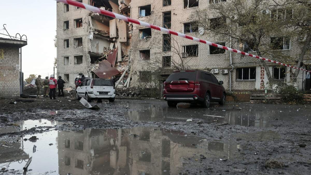 Verwoestingen in de Oekraïense regio Zaporizja na een Russische aanval op 30 oktober 2025.