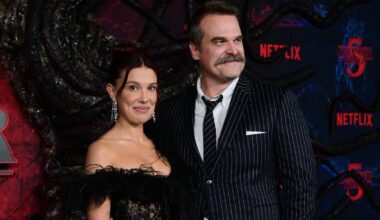 Millie Bobby Brown en David Harbour op de rode loper