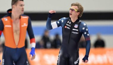 Jordan Stolz toonde zich weer de beste op de 1000 meter.