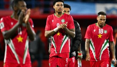 Teleurstelling bij de spelers van Suriname.
