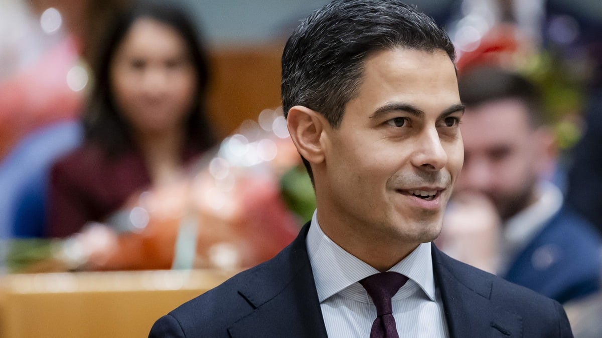 Rob Jetten (D66) tijdens de beëdiging als lid van de nieuwe Tweede Kamer.