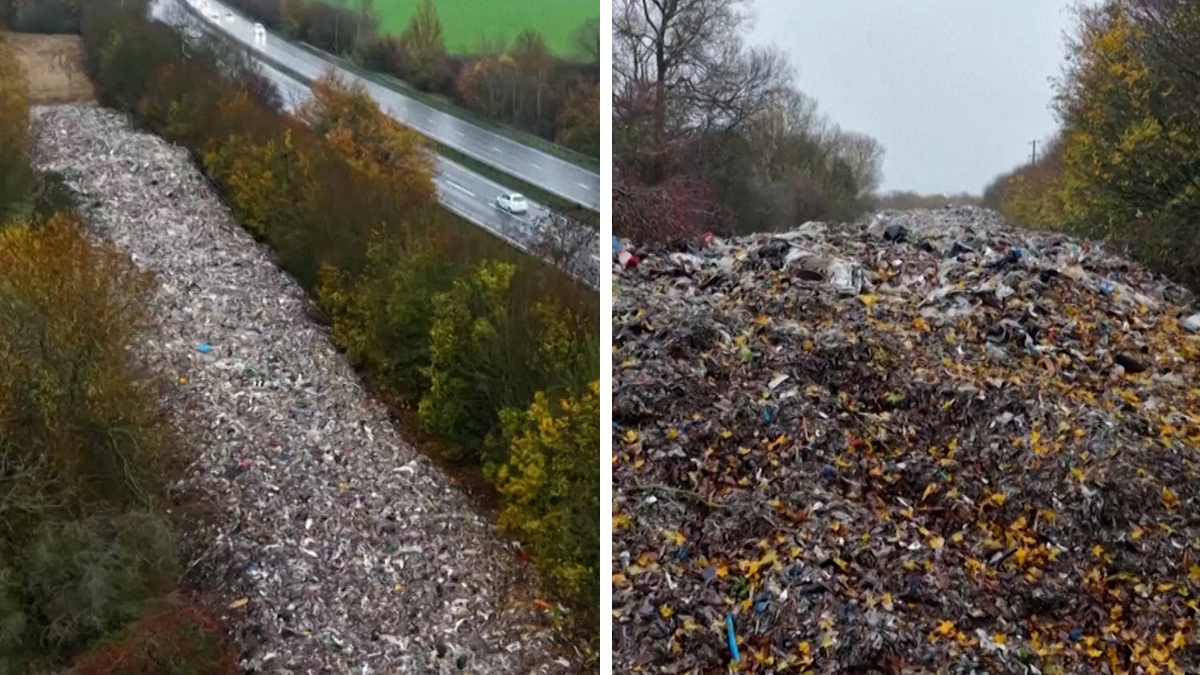 Gigantische illegale afvalberg bedreigt Cherwell-rivier in Engeland