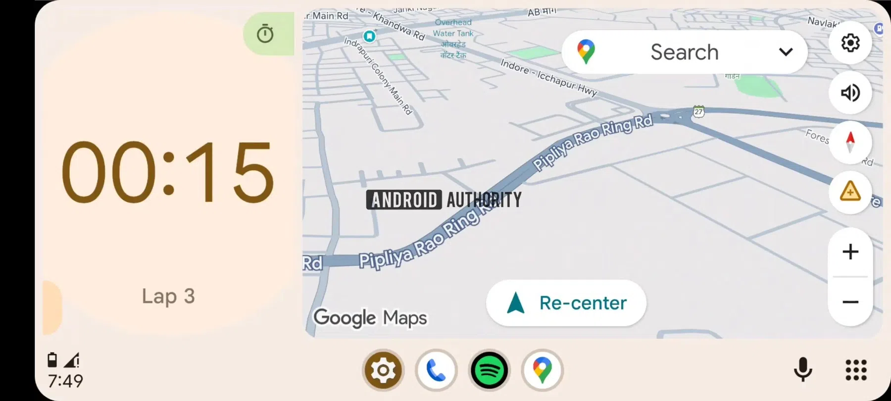 Klok-widget actief in Android Auto