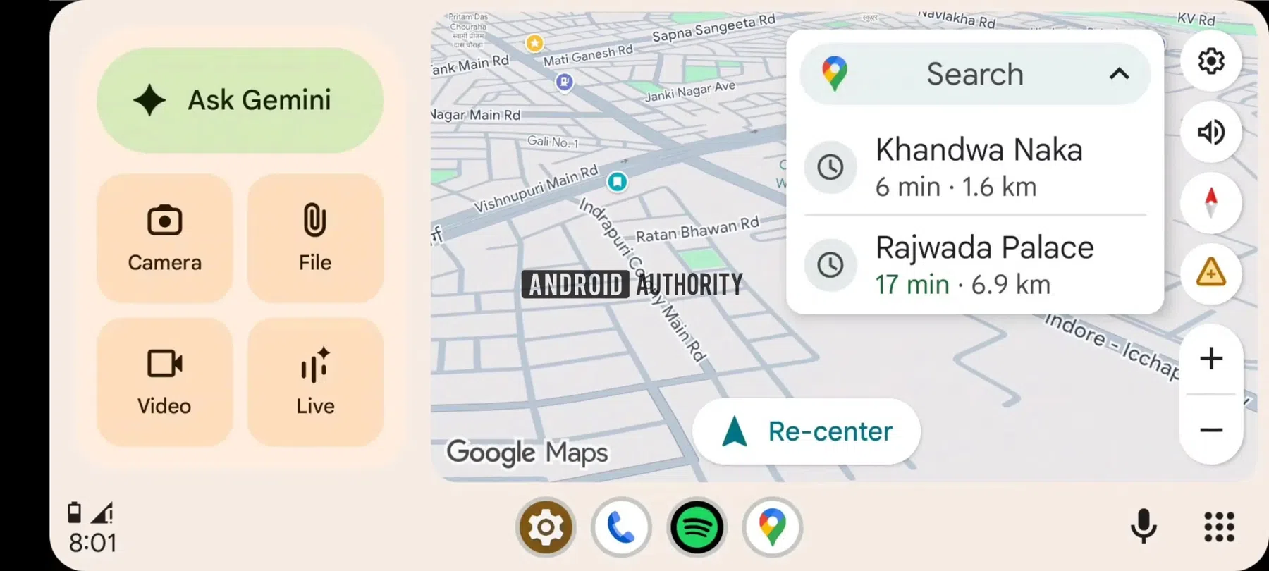 Gemini actief als widget in Android Auto