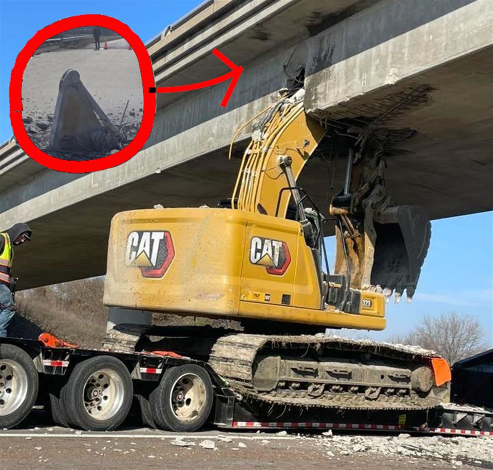 Lading gaat dwars door het viaduct