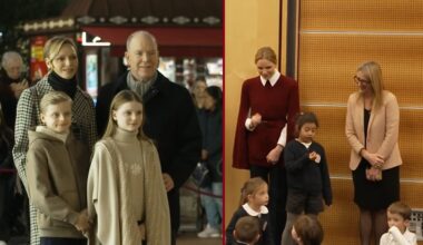 Charlène, Gabriella en Jacques bij ontsteken kerstverlichting