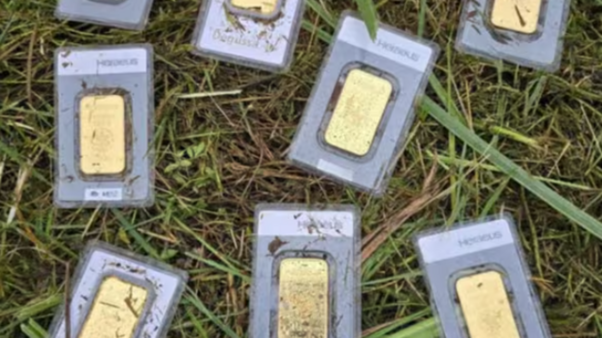 De goudstaven waren afzonderlijk in plastic verpakt.