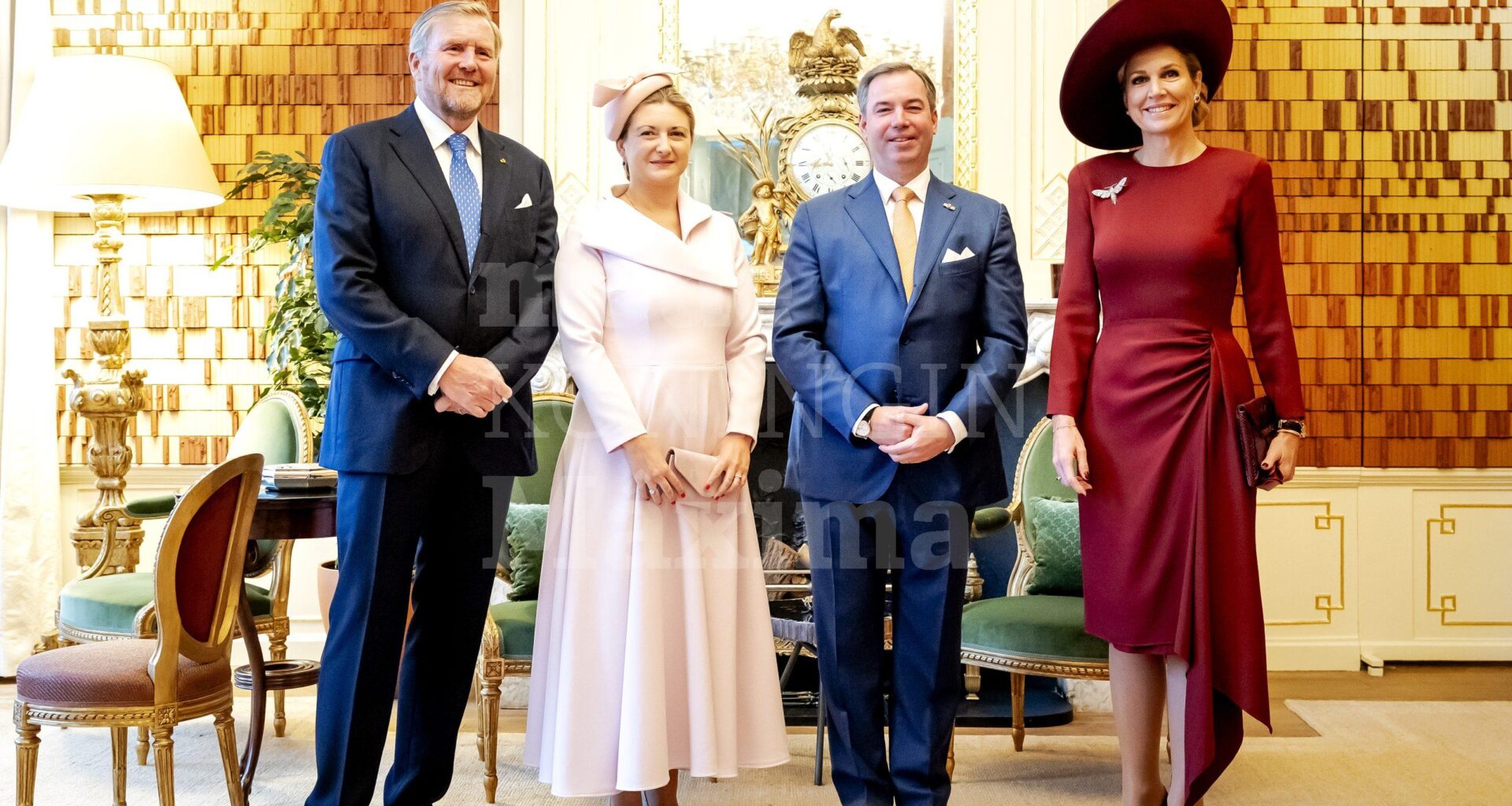Máxima op en top koningin tijdens ontvangst groothertog Luxemburg