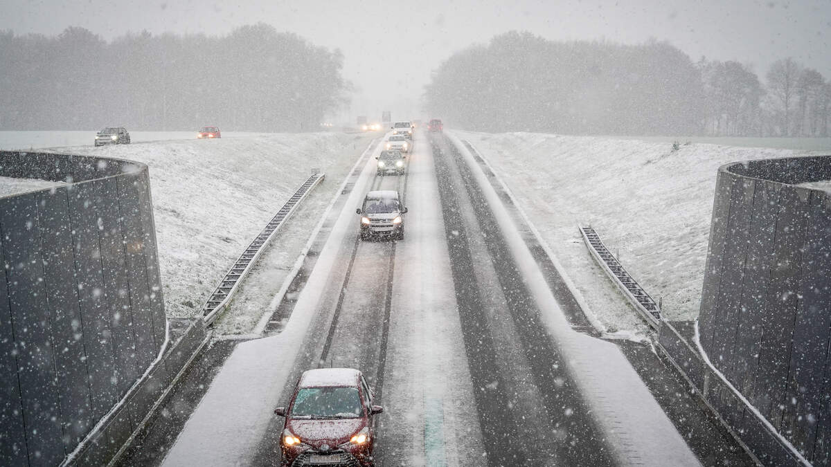 De N381 tussen Beilen en Appelscha kleurde wit.