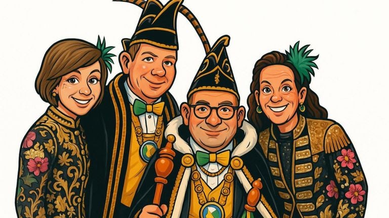 De prins met zijn adjudant en hofdames (beeld: Bram Voets).