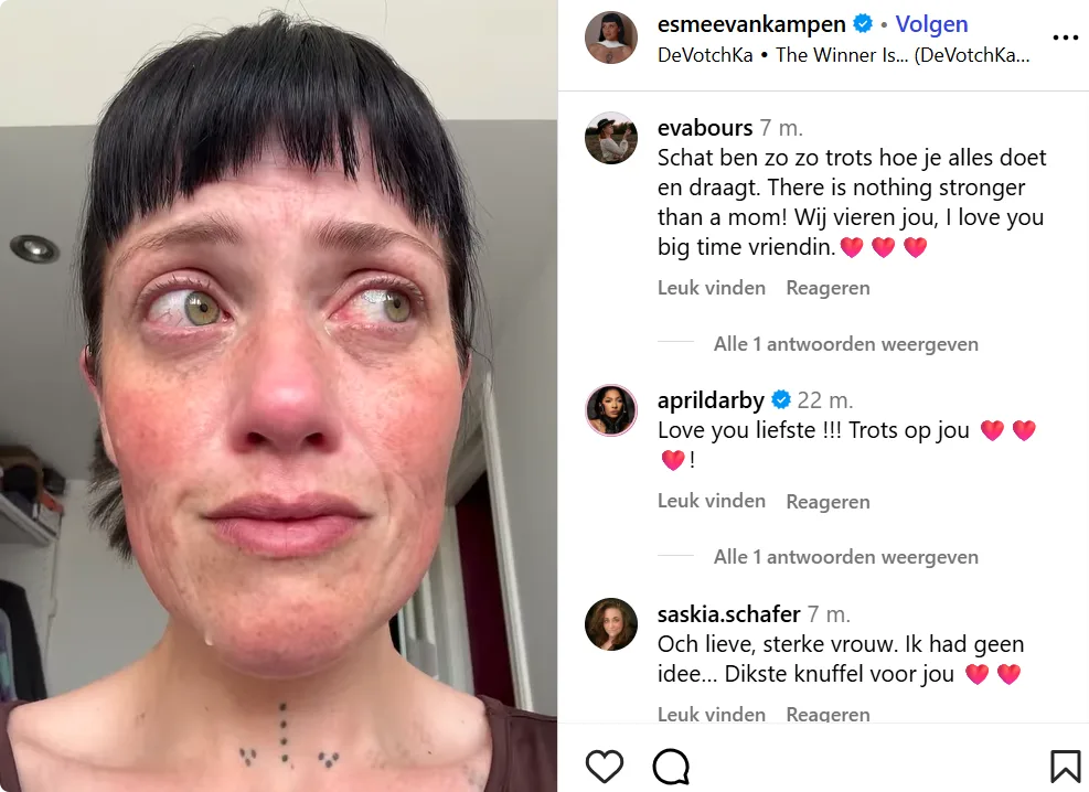 Esmée van Kampen emotioneel op Instagram @esmeevankampen