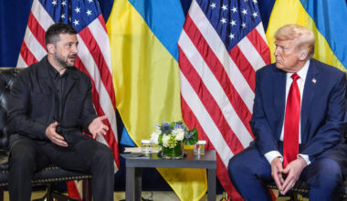 Volodimir Zelenski en Donald Trump in september.