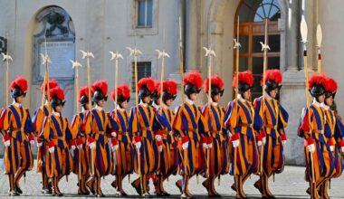 De Zwitserse garde bij het Vaticaan