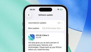 Installatiemenu iOS 26.2 bèta 3