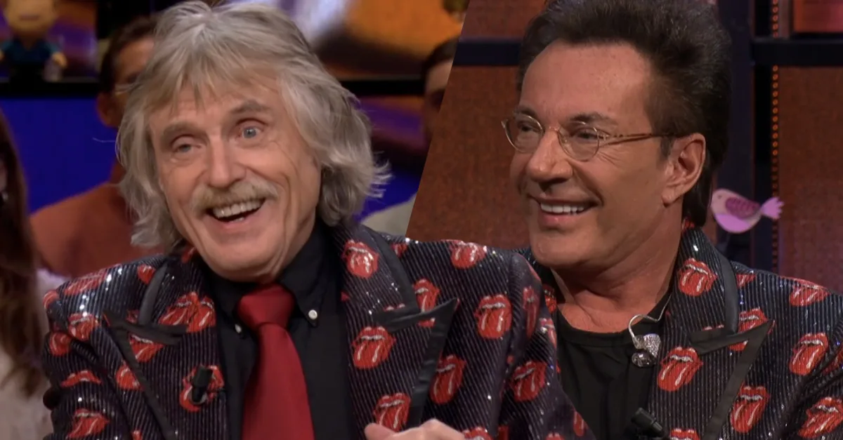 Johan Derksen draagt jasje van Gerard Joling: 'Het voelt toch een beetje alsof ik voor lul zit!'