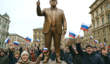 Trump-standbeeld in Moskou onthuld